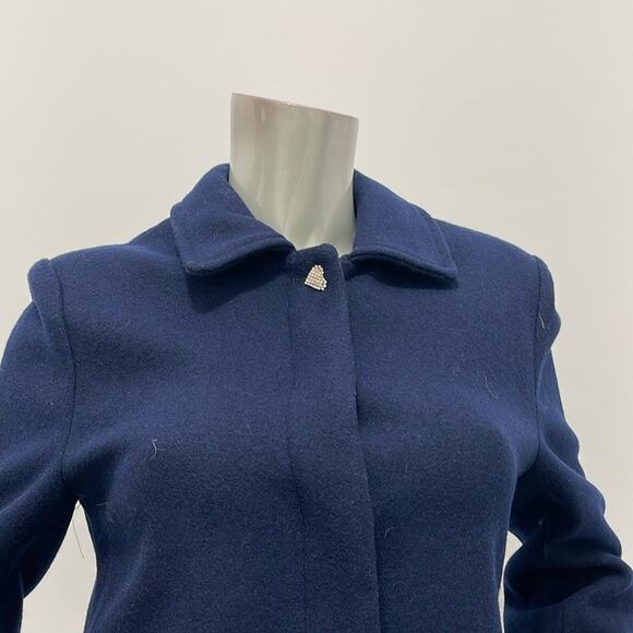 Blugirl Folies Women Wool Blend Pea Coat Blue Size 10 - Picture 5 of 16